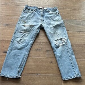 Levi's Distressed Light Blue Straight Jeans